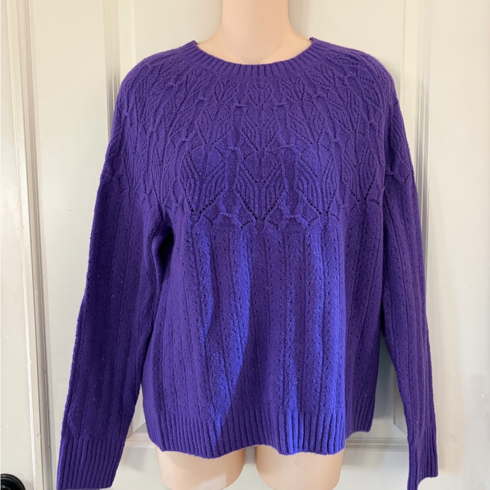 Talbots Vibrant Purple Crew Neck Sweater